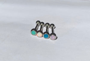 Opal tongue rings