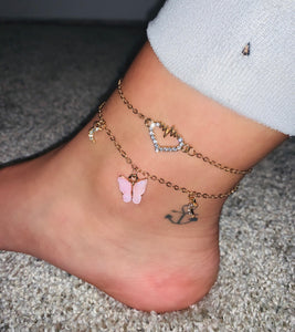 Heart Butterfly Anklets