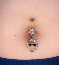 Load image into Gallery viewer, Owl Dangle Belly Ring
