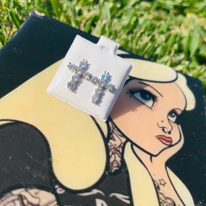 CZ Cross Earrings